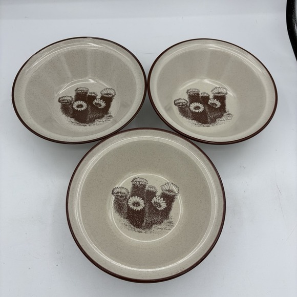 Noritake Bowls Desert Flowers Cereal 8341 Hedgehog Cactus Salad Soup Set of 3 - Picture 1 of 11